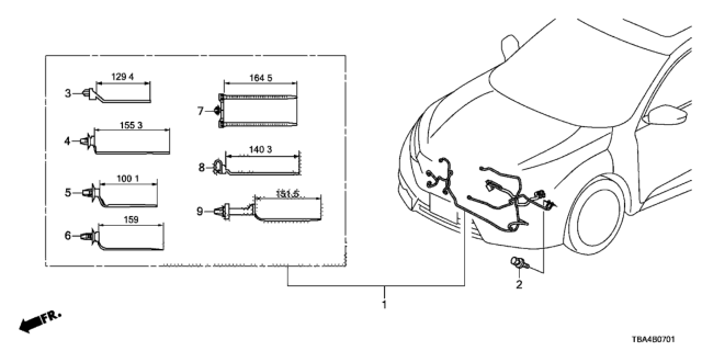 2016 Honda Civic Wire Harn,FR End Diagram for 32130-TBA-A00