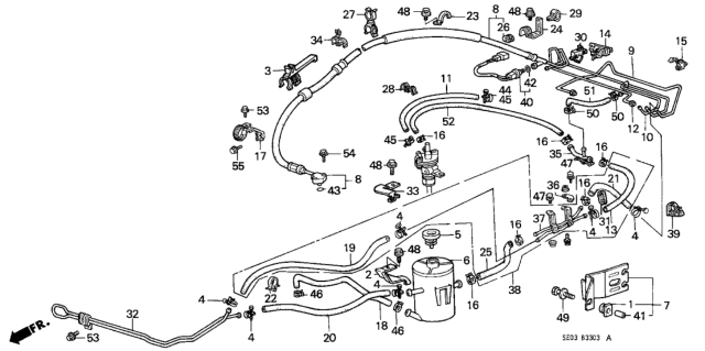 1989 Honda Accord Bulk Hose, Vacuum (5.5X3000) Diagram for 95005-55003-20M