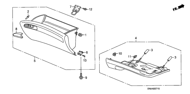 2009 Honda Civic Instrument Panel Garnish (Passenger Side) Diagram