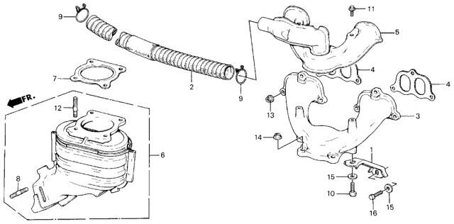 1985 Honda Civic Converter Assembly Diagram for 18150-PE1-696