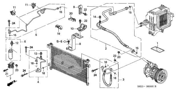 2002 Honda Accord A/C Hoses - Pipes Diagram