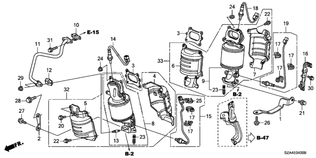 2014 Honda Pilot Converter, RR. Primary Diagram for 18290-RN0-A10