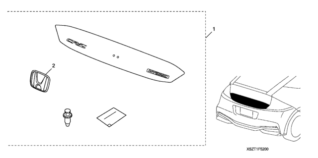 2016 Honda CR-Z Tailgate Garnish Diagram