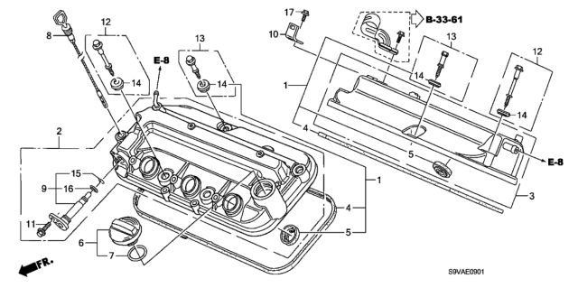 2008 Honda Pilot Cylinder Head Cover Diagram