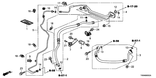 2012 Honda Civic 4 Door SI (HPT) KA 6MT A/C Hoses - Pipes Diagram