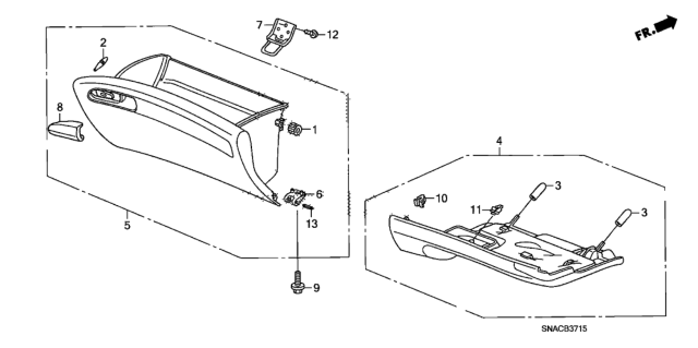 2011 Honda Civic 4 Door EX KA 5MT Instrument Panel Garnish (Passenger Side) Diagram