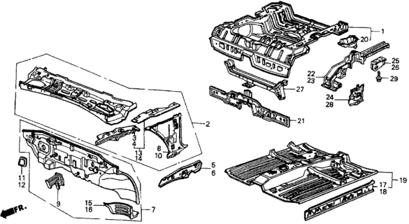 1986 Honda CRX Member, L. Dashboard Side Diagram for 60695-SB2-662ZZ