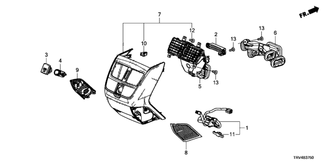 2017 Honda Clarity Electric 4 Door TRNG (CLARITY ELC) KA 1AT Console (Rear) Diagram