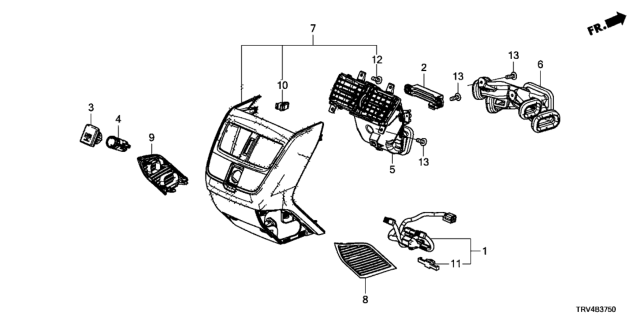 2018 Honda Clarity Electric Console (Rear) Diagram