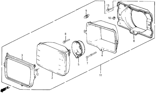 1985 Honda Civic 5 Door DX KA 5MT Headlight Diagram
