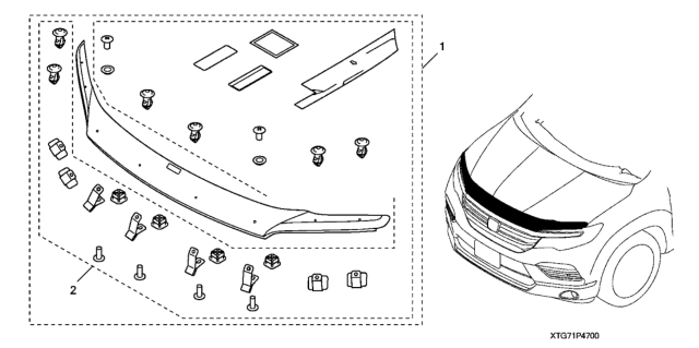 2020 Honda Pilot 5 Door EX (AWD/SENSING) KA 6AT Hood Air Deflector Diagram