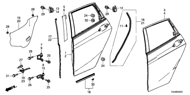 2017 Honda Fit Rear Door Panels Diagram