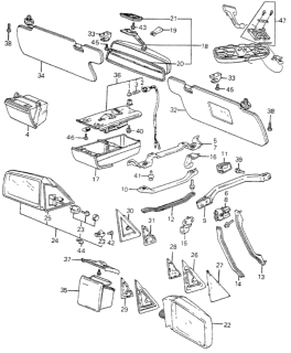 1983 Honda Accord Interior Accessories - Door Mirror Diagram