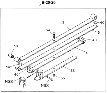 1996 Honda Passport Spring, Rear Leaf No 1 Sub Diagram for 8-97044-398-0