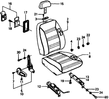 1979 Honda Civic 2 Door ** (1200) ** 4MT Front Seat Components Diagram