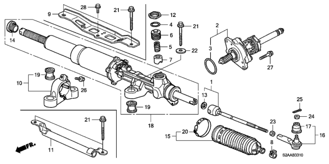 2008 Honda S2000 Boot, Tie Rod End Diagram for 53546-S30-005