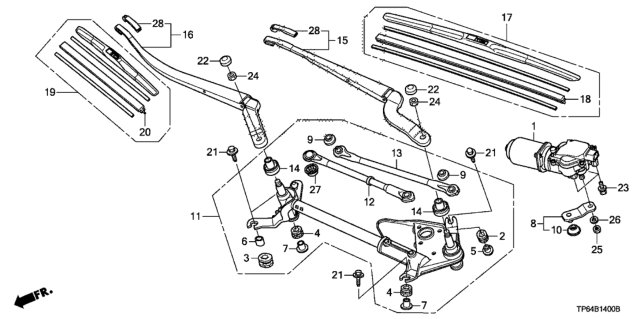 2010 Honda Crosstour Arm, Windshield Wiper (Driver Side) Diagram for 76600-TA0-A01