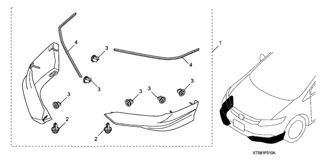 2014 Honda Civic Front Ub Spoiler R-513 Diagram for 08F01-TS8-181A