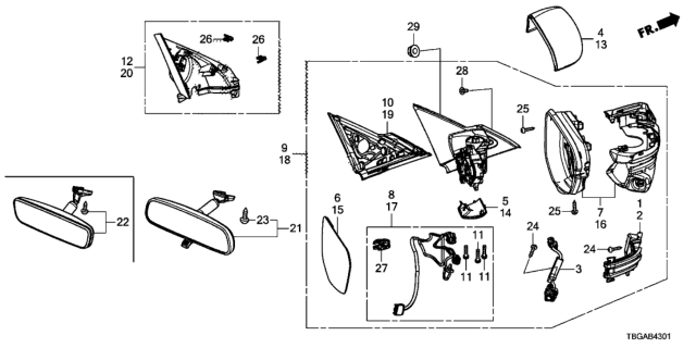 2020 Honda Civic Mirror Diagram