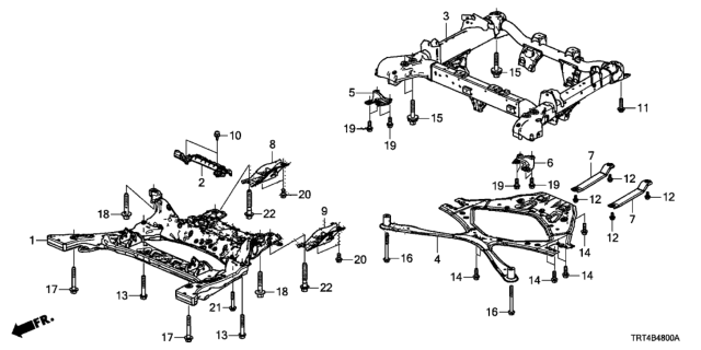 2020 Honda Clarity Fuel Cell Front Sub Frame - Rear Sub Frame Diagram