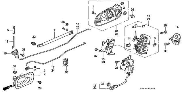 2000 Honda Civic Protector, R. RR. Door Lock Diagram for 72617-ST8-A02