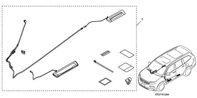 2021 Honda Pilot Illuminated Door Sill Trim- White Diagram