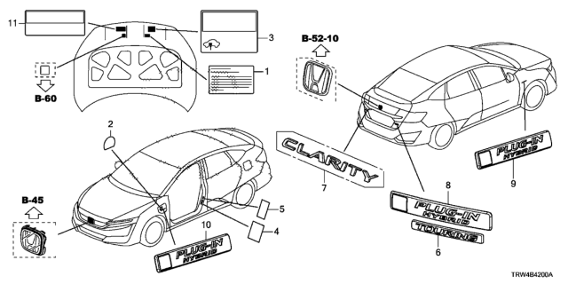 2021 Honda Clarity Plug-In Hybrid Emblem, Rear Touring Diagram for 75716-TRW-003