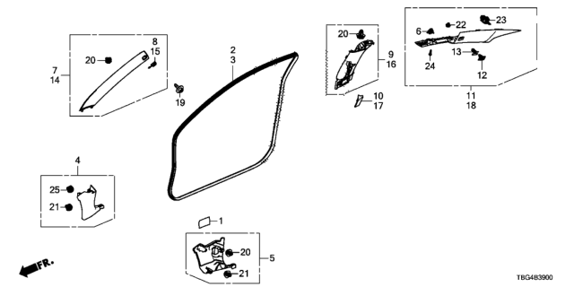 2016 Honda Civic Pillar Garnish Diagram