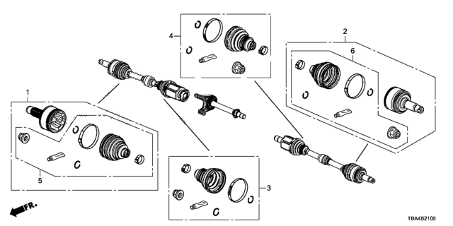 2016 Honda Civic Boot Set, Inboard (Gkn) Diagram for 44017-T5R-A02