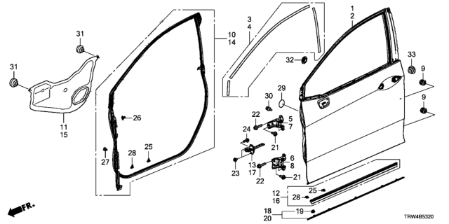 2019 Honda Clarity Plug-In Hybrid Protr Comp R*NH797M* Diagram for 75302-TRT-A01ZD