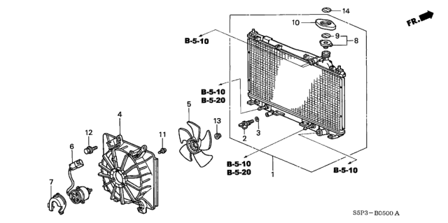 2004 Honda Civic Radiator Diagram for 19010-PMP-A62