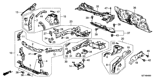 2012 Honda CR-Z Base, Battery Setting Diagram for 60630-SZT-G10ZZ