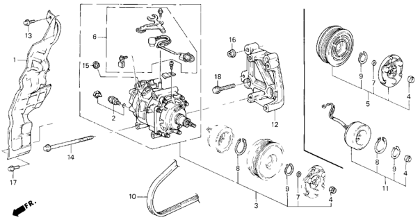 1996 Honda Prelude A/C Compressor (Hadsys) Diagram