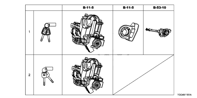 2017 Honda Civic Lock Assy., Steering Diagram for 06351-TEA-941