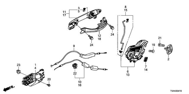 2019 Honda Fit Rear Door Locks - Outer Handle Diagram