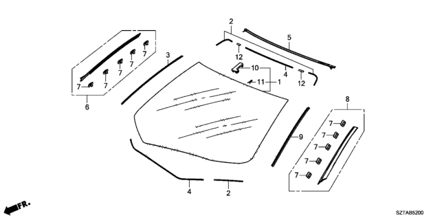 2015 Honda CR-Z Glass Set, Front Windshield (Coo) (Green) (Nippon Safety) Diagram for 73111-SZT-307