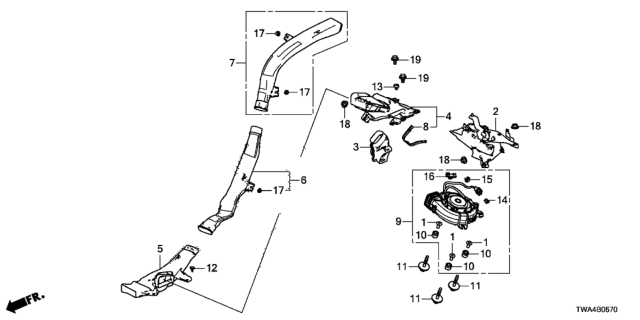 2020 Honda Accord Hybrid Duct, Fan Outlet Diagram for 1J671-6C2-A00