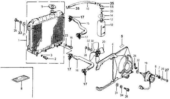 1977 Honda Accord Label, Fan Caution Diagram for 19018-634-010