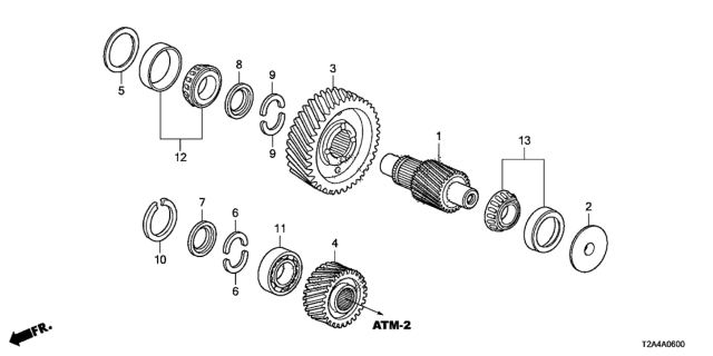 2016 Honda Accord Gear, Secondary Driven Diagram for 23232-5C5-A10