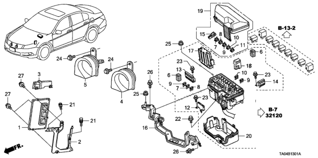 2010 Honda Accord Control Unit (Engine Room) (V6) Diagram