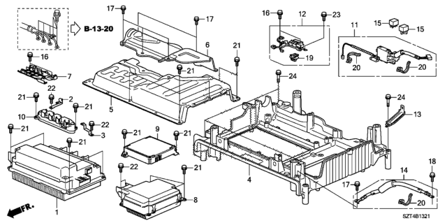 2012 Honda CR-Z IMA Control Unit - Cover Diagram