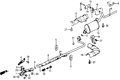 1984 Honda Civic Stay, Exhuast Pipe Diagram for 18213-SB2-000