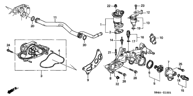 2002 Honda Accord Water Pump - Sensor (V6) Diagram