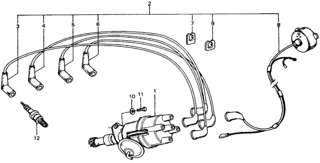 1975 Honda Civic Distributor - Spark Plug Diagram