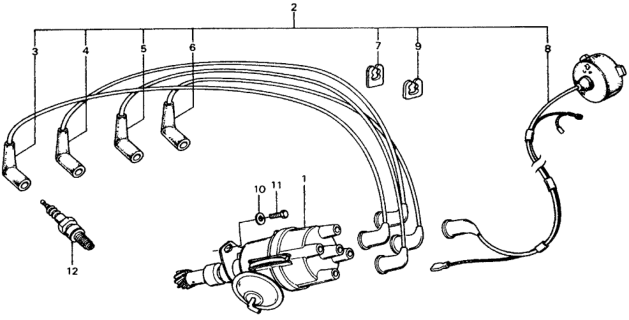 1976 Honda Civic Wire Assembly, Ignition Diagram for 32700-657-662