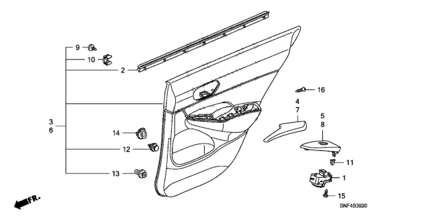 2007 Honda Civic 4 Door GX KA 5AT Rear Door Lining Diagram