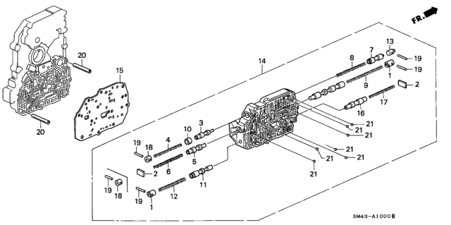 1992 Honda Accord AT Secondary Body Diagram