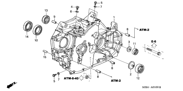 2000 Honda Odyssey 5 Door LX KA 4AT AT Torque Converter Housing (4AT) Diagram