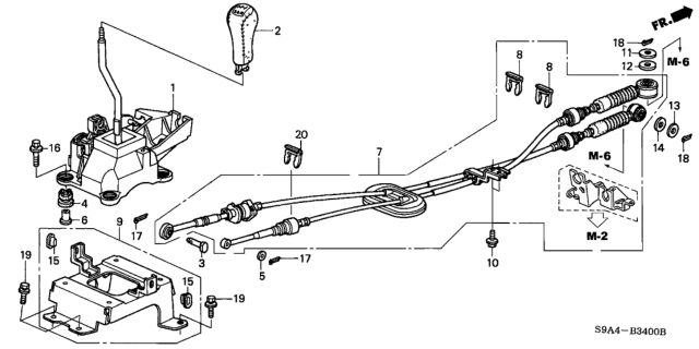 2004 Honda CR-V Lever Assy., Change Diagram for 54100-S9A-003