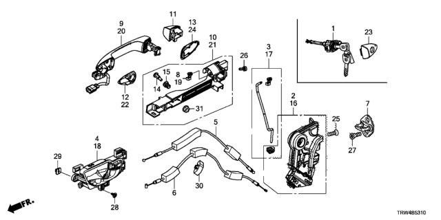 2018 Honda Clarity Plug-In Hybrid Cylinder, L. Door Diagram for 04921-TRT-A01